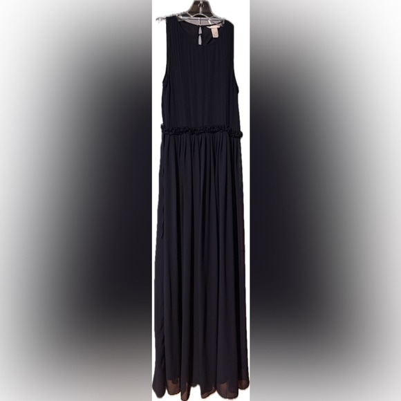 H&M Chiffon Semi Formal Navy Maxi Dress Size 8 PTP 13-19” - Picture 2 of 5